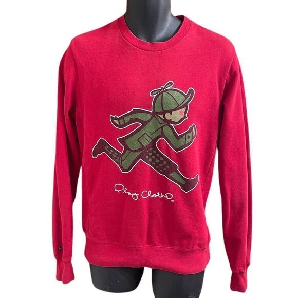 Play Cloths Large Running Jack Crewneck Sweatshirt Red Size Small - Picture 2 of 9